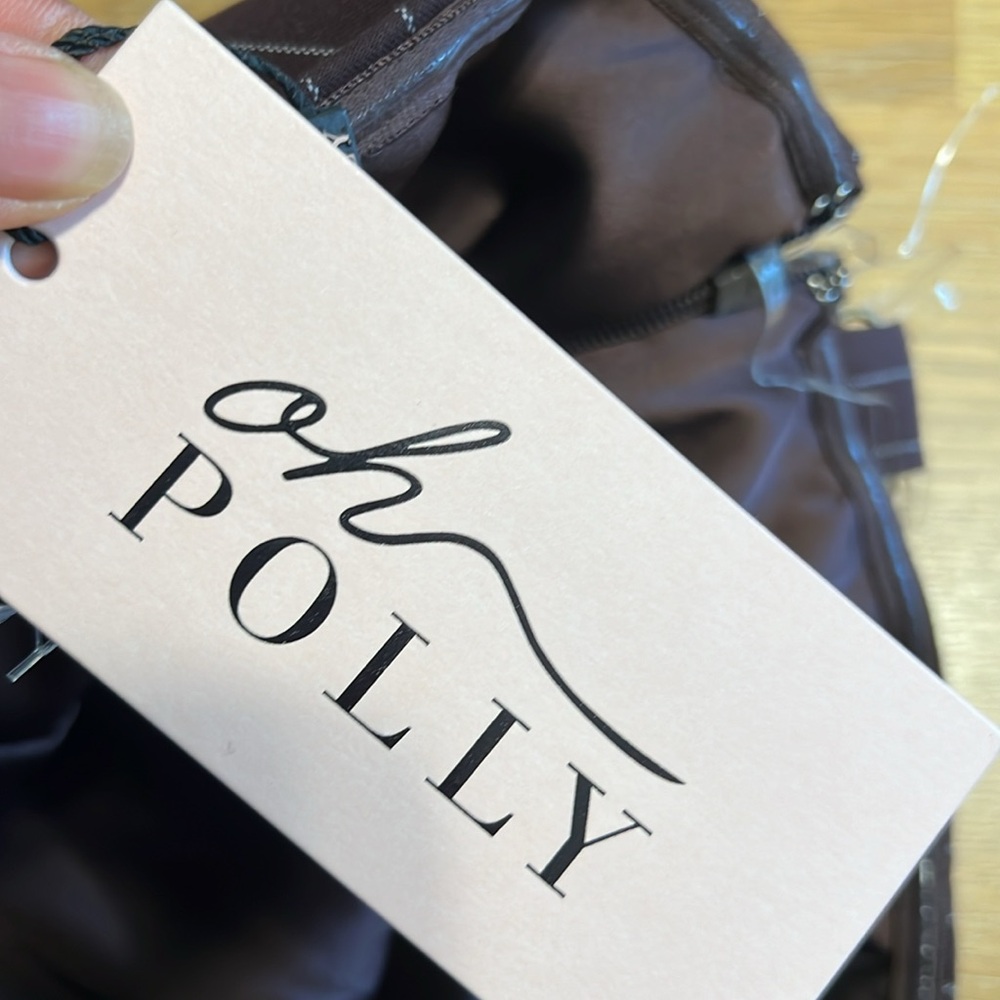 Oh Polly! brown Pinstripe A-Line Halter mini  Dress size 2 NWT - Picture 9 of 16